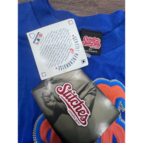 New York Mets MLB Vintage 2007 Stitches Athletic Gear Blue T-Shirt Size XL - Picture 4 of 9